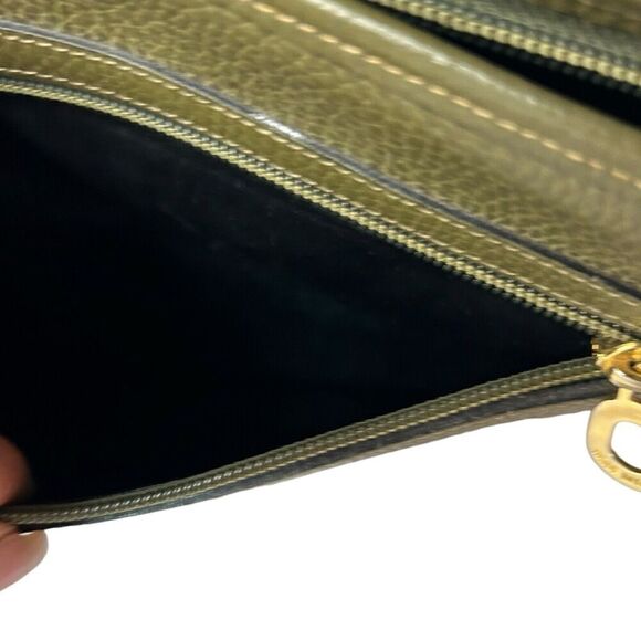 Karina Firenze Pebbled Olive Leather Clutch Made In Italy Some Interior Wear - Picture 4 of 11